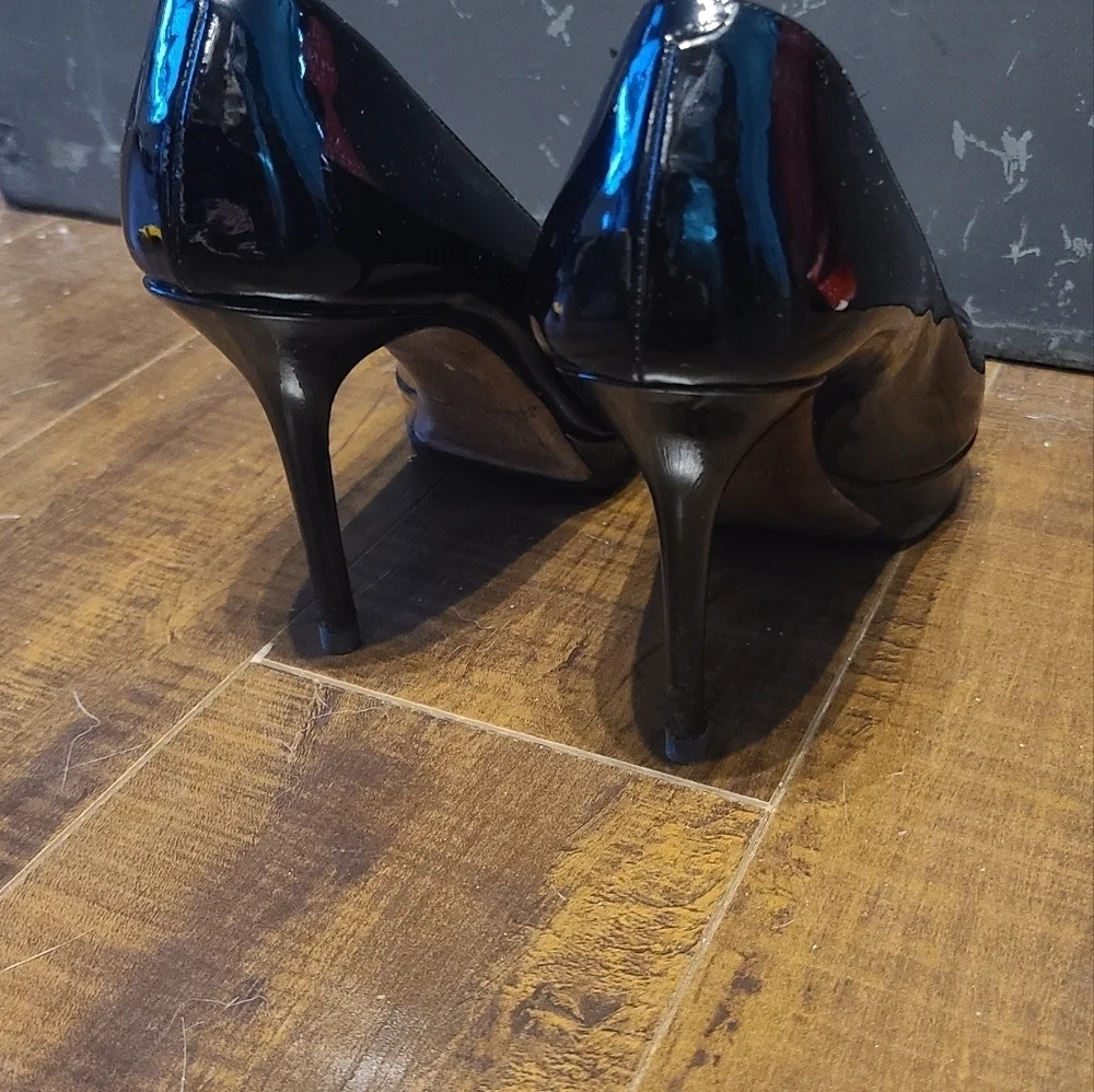Jimmy Choo Black Patent Leather Peep Toe Platform Pumps - Picture 6 of 9